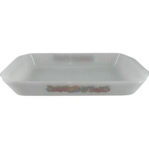 Anchor Hocking Fire King Natures Bounty Fruit Pattern Baking Casserole Dish 2 QT